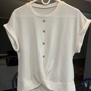 Elegant Cream Button-Down Women's Top